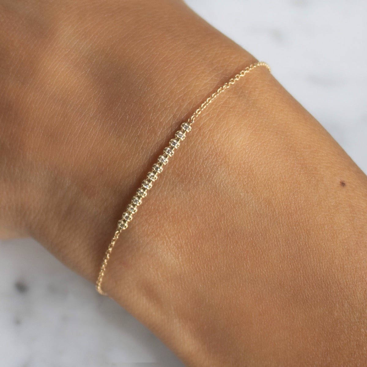 14K Gold & Diamond Bar Bracelet