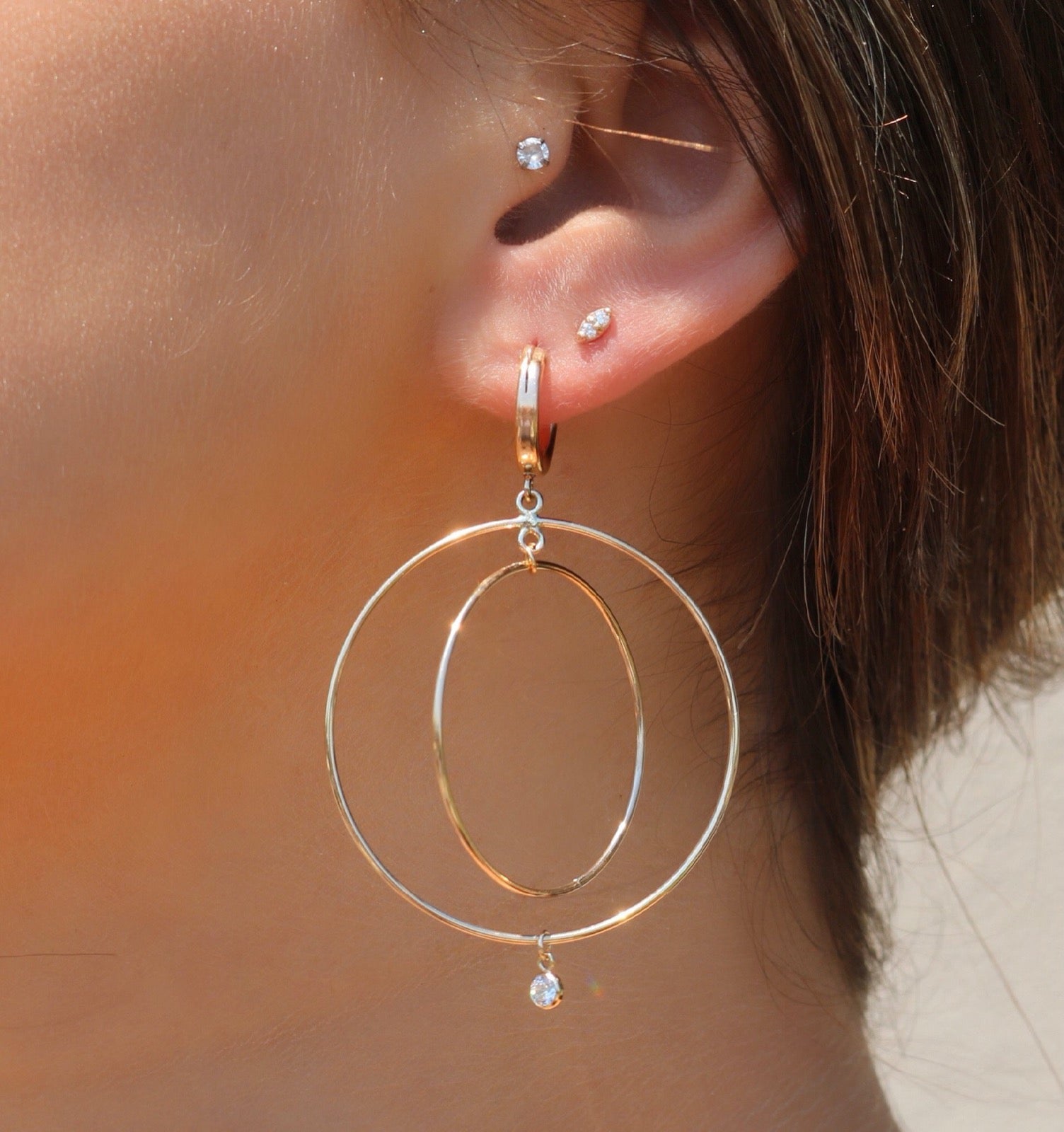 Cute Double Circle Earrings,Crystal cheapest Earrings,Huggie Earrings,Hoop Earrings