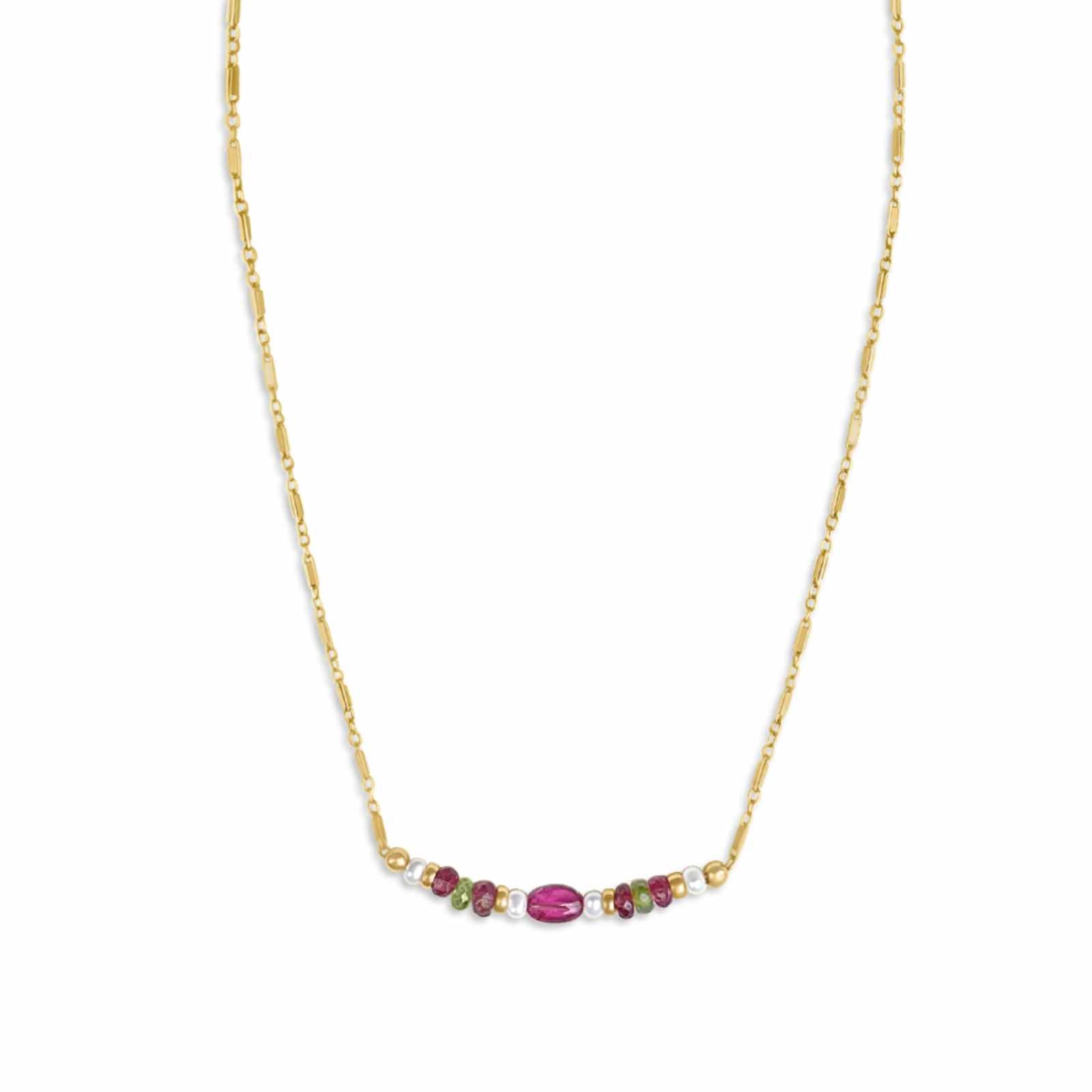 Tourmaline Necklace Tourmaline Beads 2024 Necklace With Gold Plated Brass