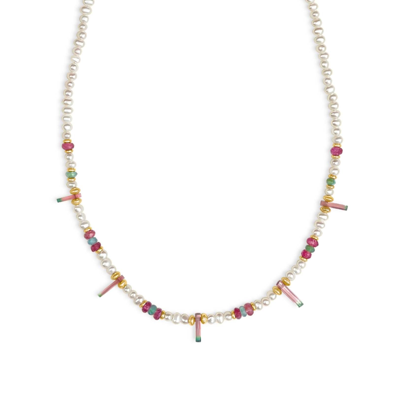 Freshwater Pearl &amp; Tourmaline Necklace - Camille Jewelry