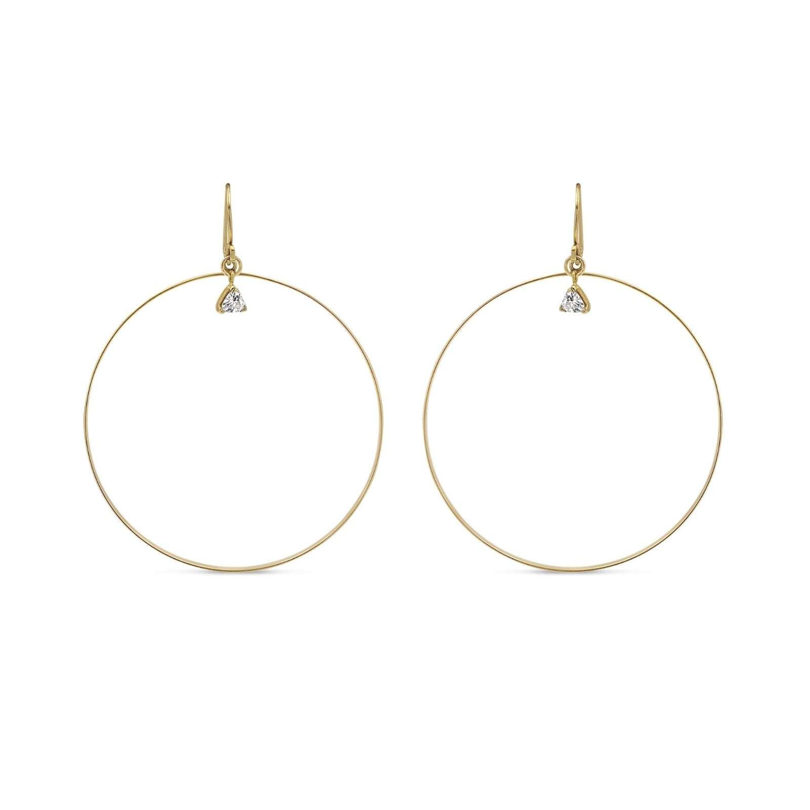 Gold Filled  Charm Hoop Earrings on white background- Camille Jewelry