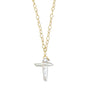 Gold Filled Freshwater Pearl Cross Necklace On White Background- Camille Jewelry