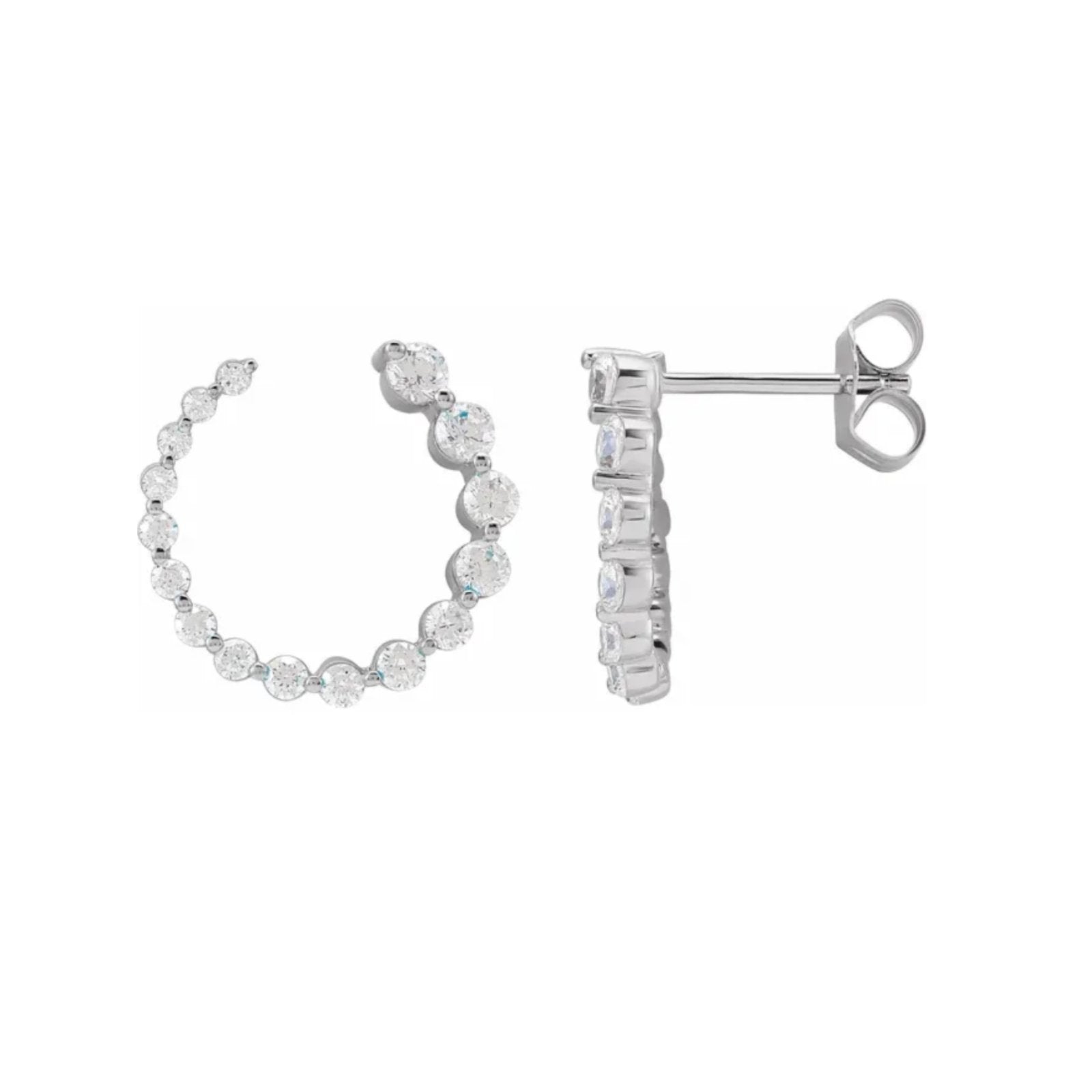 Lab Grown Diamond Front - Back Loop Earrings in white gold - Camille Jewelry