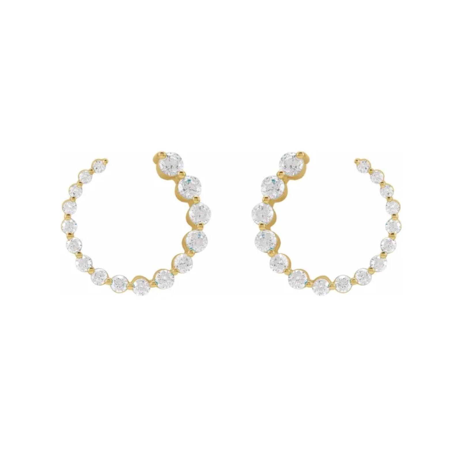 Lab Grown Diamond Front - Back Loop Earrings in 14k yellow gold - Camille Jewelry