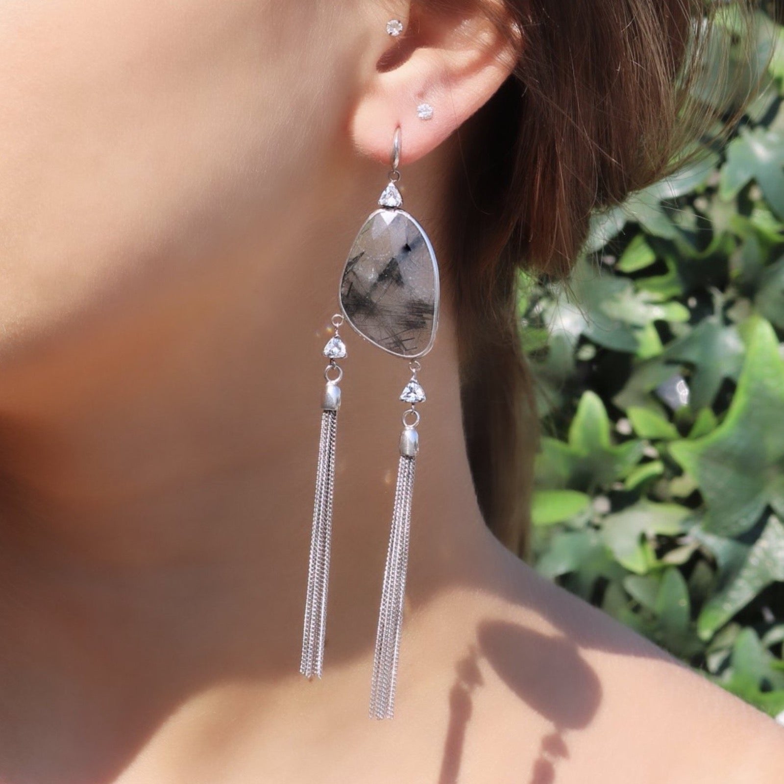 Quartz Sterling Silver Tassel Earrings - Camille Jewelry