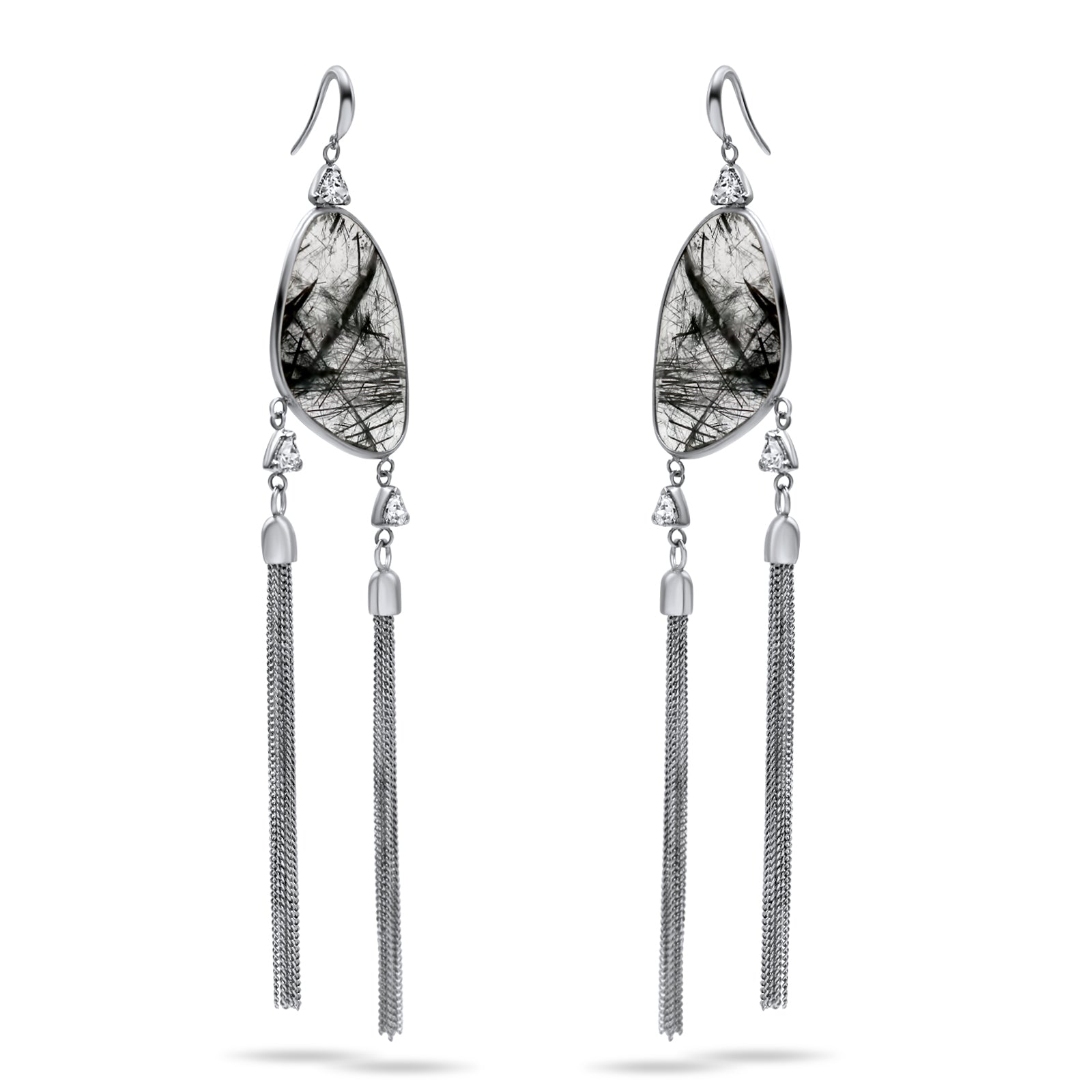 Quartz Sterling Silver Tassel Earrings - Camille Jewelry