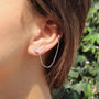 Silver Stud & Cuff Earrings on model  - Camille Jewelry