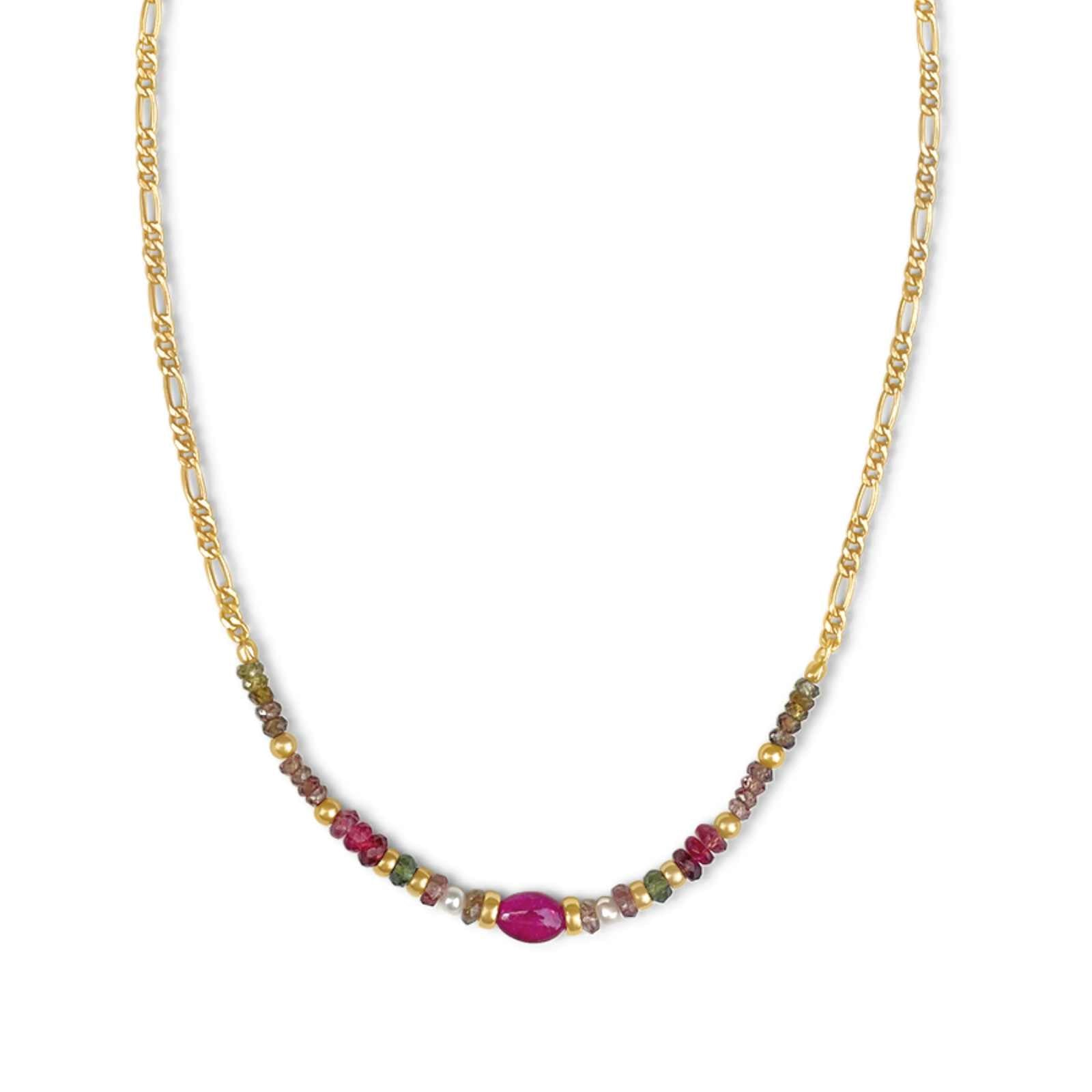 Tourmaline Beaded Figaro Necklace - Camille Jewelry