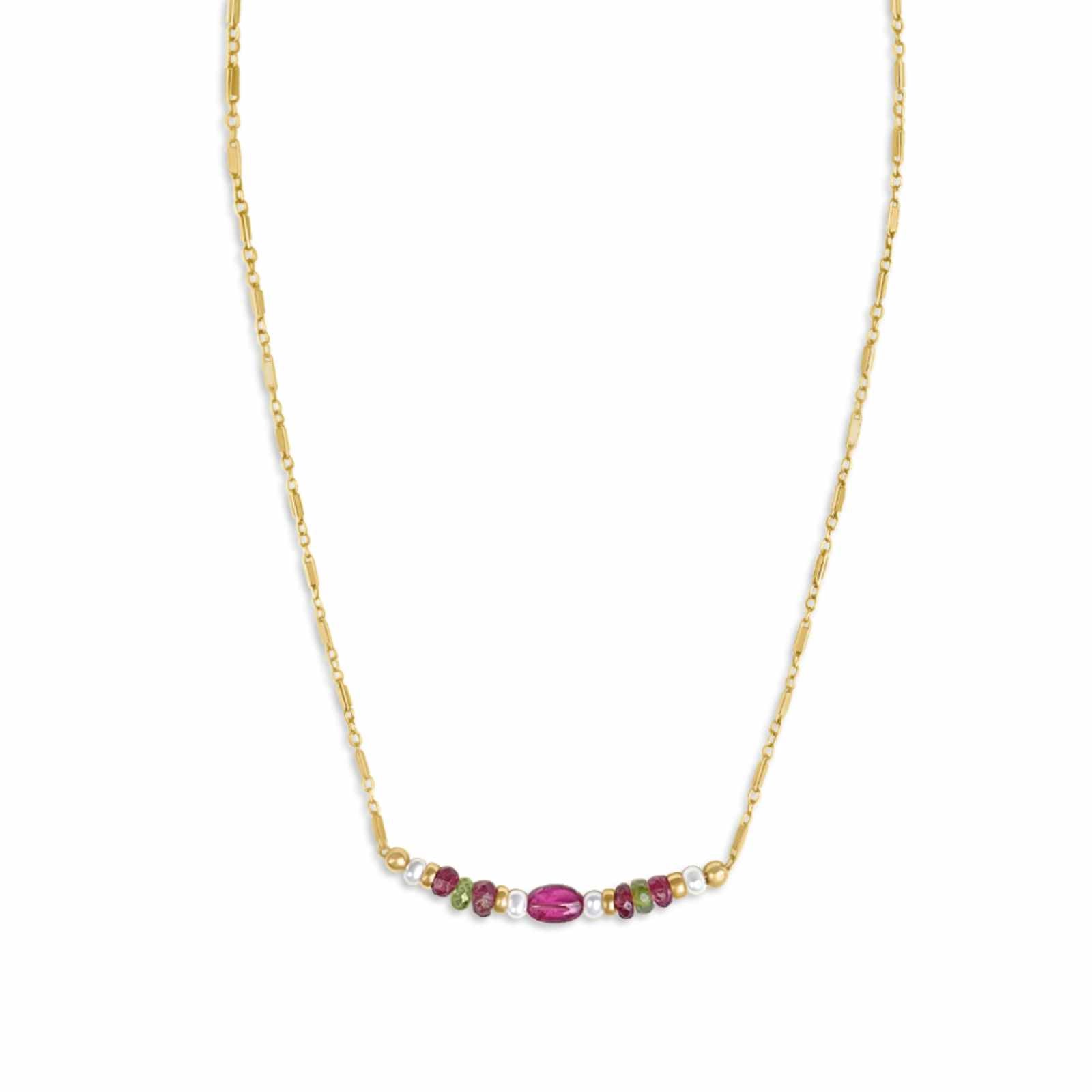 Tourmaline Gemstone Bead Necklace - Camille Jewelry
