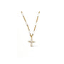 Gold plated Sterling Silver Pave Cross Necklace On White Background - Camille Jewelry