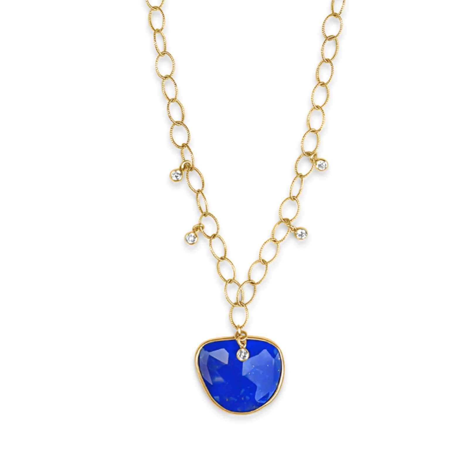 Yellow Gold Lapis Necklace - Camille Jewelry